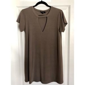 Taupe Shift Dress with Cutout